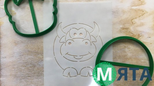 Набір вирубок + трафарет Бичок 3d