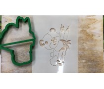 Вирубка + трафарет Ведмедик з олівцями