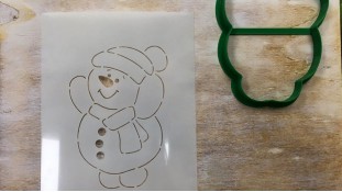 Вирубка + трафарет Сніговик №3