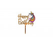 Топпер Happy Birthday с единорогом, акрил