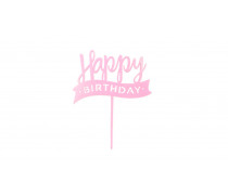 Топпер Happy Birthday №25 розовый, пластик