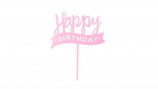 Топпер Happy Birthday №25 розовый, пластик Топпер Happy Birthday №25 розовый, пластик