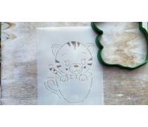 Вырубка + трафарет Тигренок в чашке